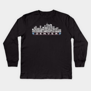 Colorado Hockey Team All Time Legends, Denver City Skyline Kids Long Sleeve T-Shirt